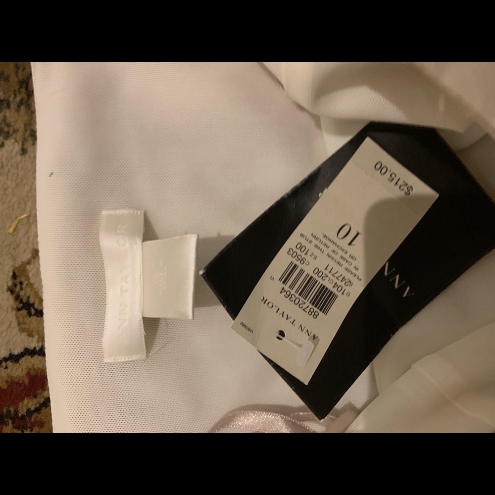 Ann Taylor champagne strapless silk dress